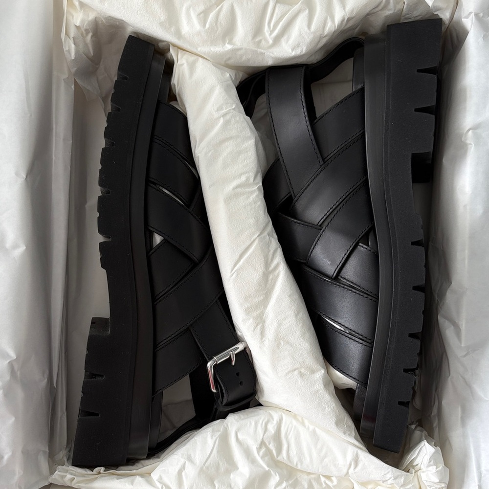 Bottega Veneta Black Platform Sandals